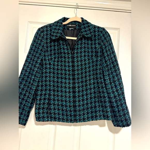 Sag Harbor Jackets & Blazers - Vintage Sag Harbor Teal and Black Checkered Blazer